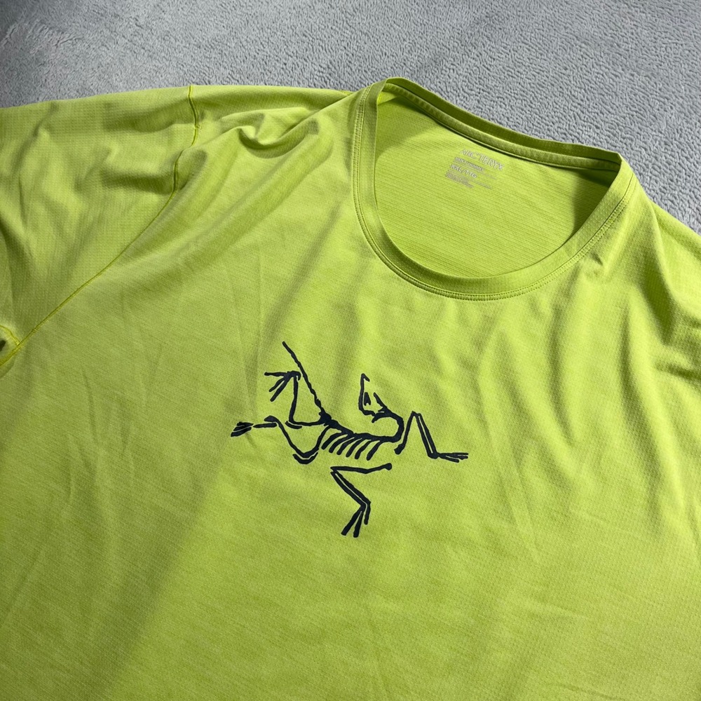 Arcteryx Cormac SS Bird Logo Tee Mens XXL Lime Green Technical Shirt